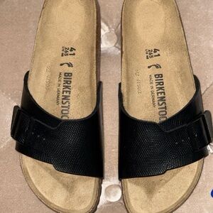 Birkenstock Black Single-Strap Slide Sandals (Caltania)